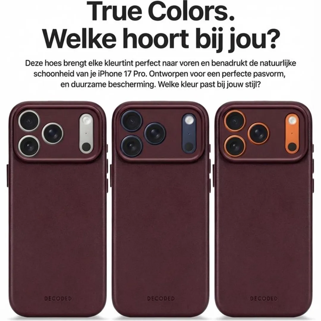 Decoded Leren Hoesje iPhone 17 Pro Max - Premium ECCO Leer - Burgundy Rood