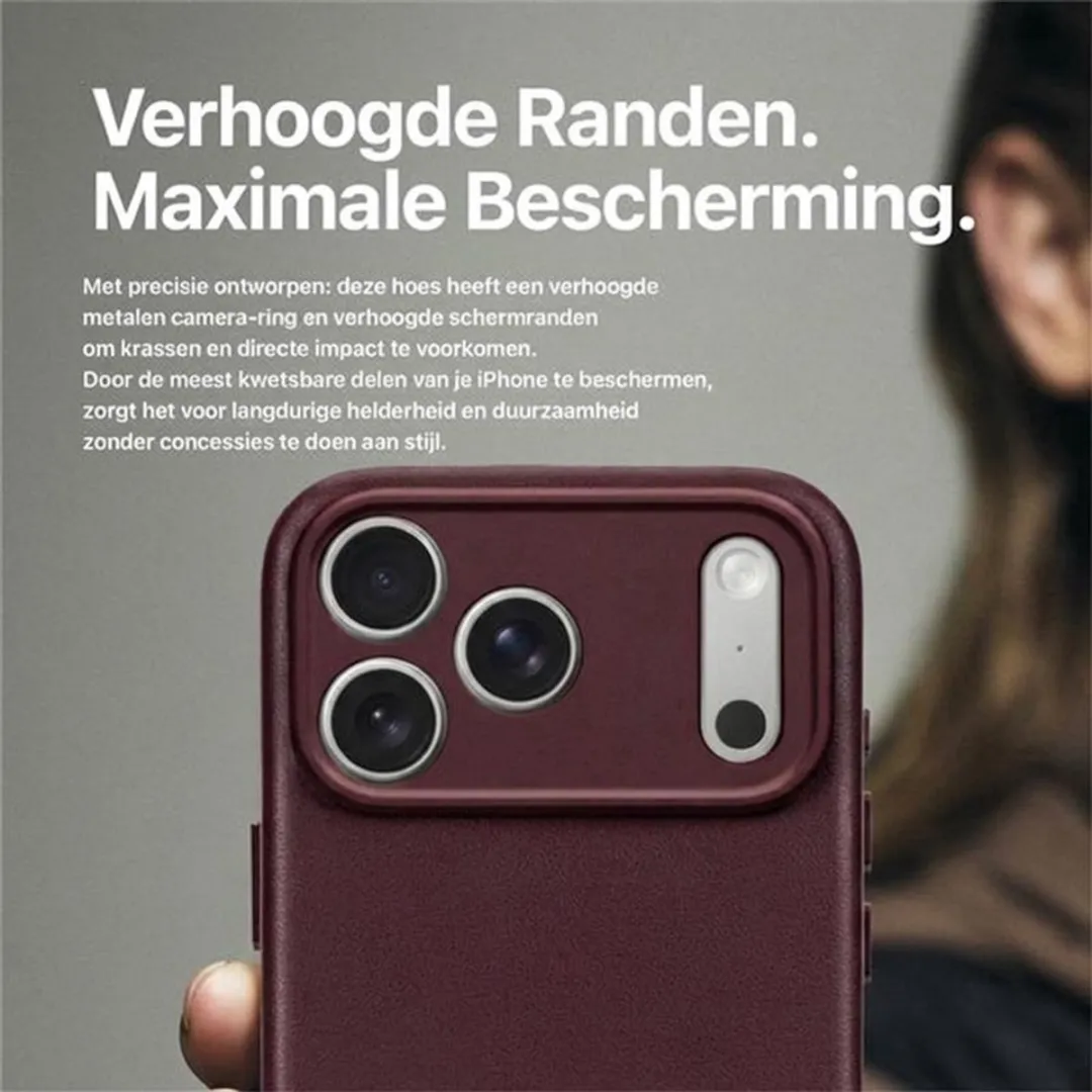 Decoded Leren Hoesje iPhone 17 Pro Max - Premium ECCO Leer - Burgundy Rood