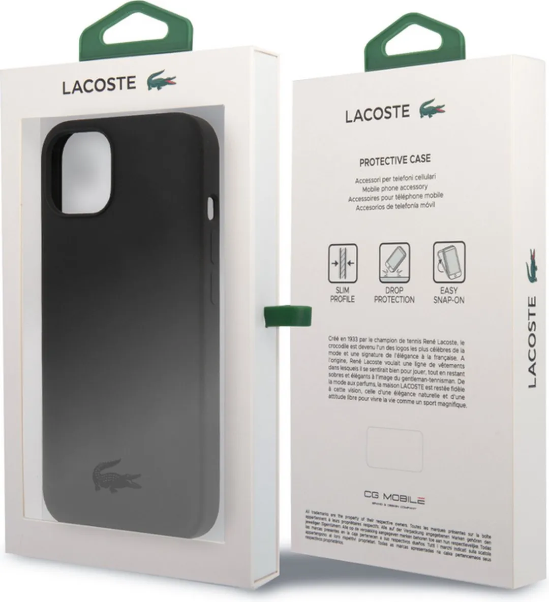Lacoste Silicone Glossy Logo Hoesje - iPhone 13 Mini - Zwart