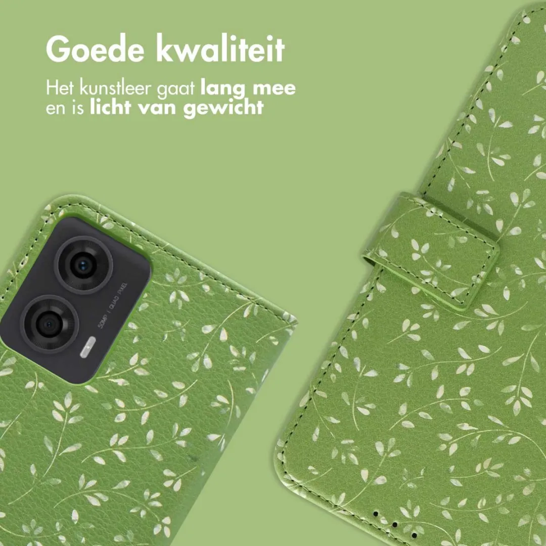 Imoshion Moto G24 Power Hoesje Green Flowers - 3 Pasjes