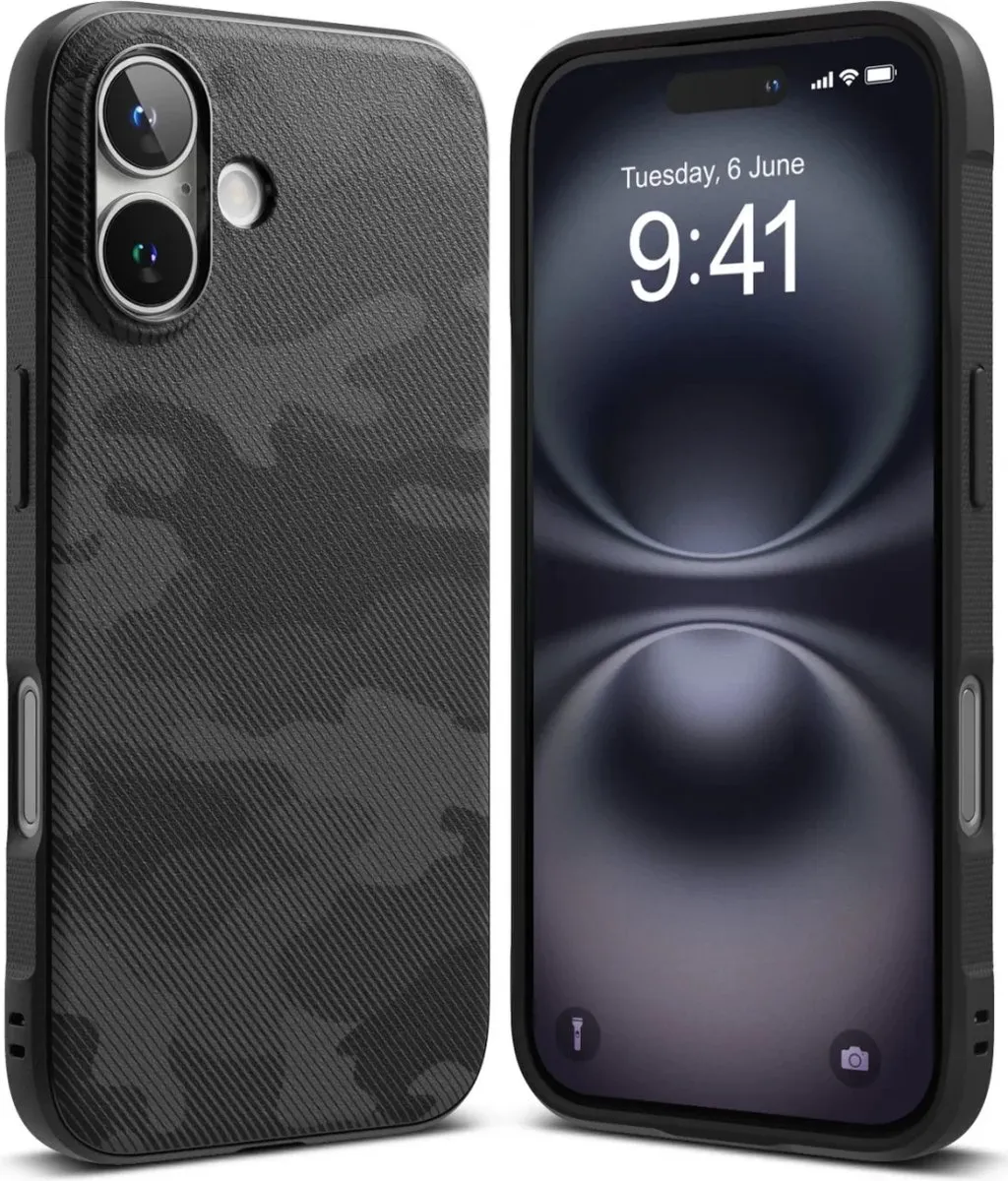 Ringke Onyx Hoesje iPhone 16 Plus - Camo Zwart