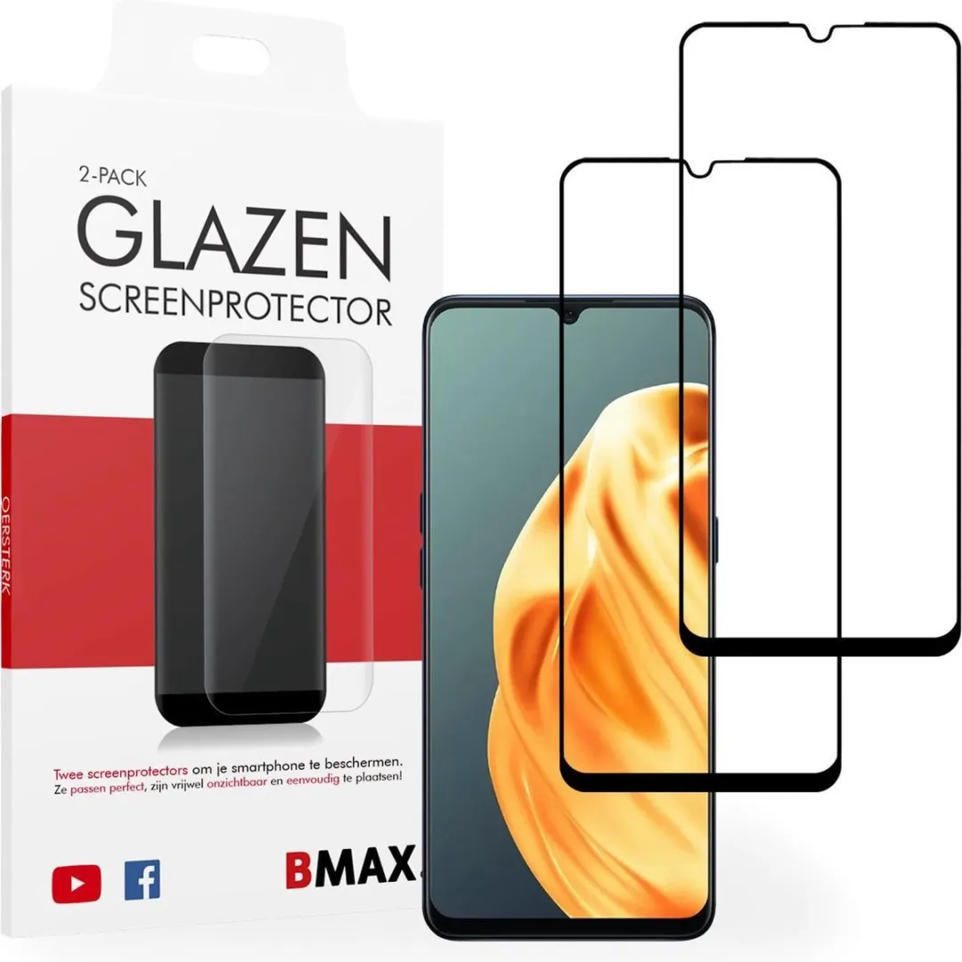 BMAX Screenprotector OPPO A91 - 2 Stuks - Zwart