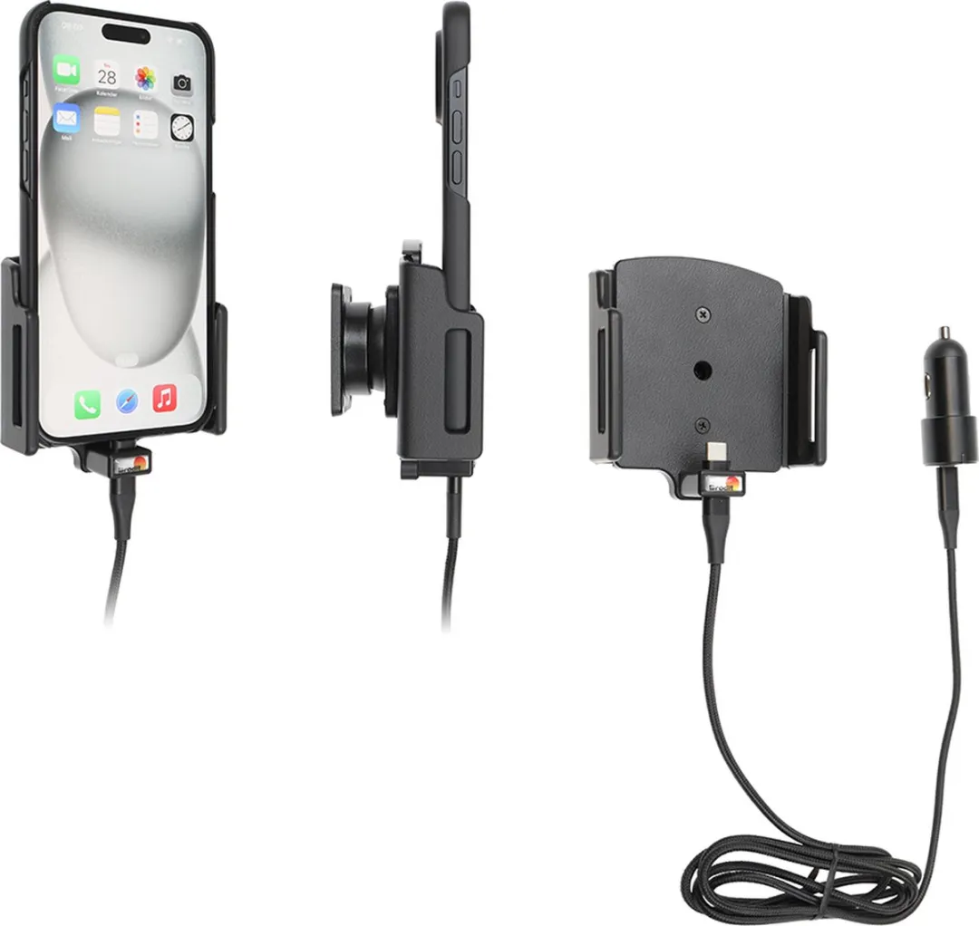 Brodit 721377 Actieve USB-Houder - iPhone 15 Plus/Pro Max - Zwart