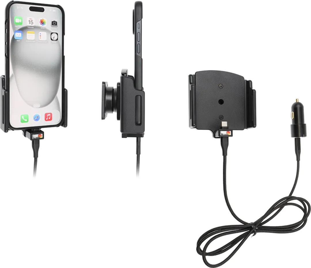 Brodit 721377 Actieve USB-Houder - iPhone 15 Plus/Pro Max - Zwart