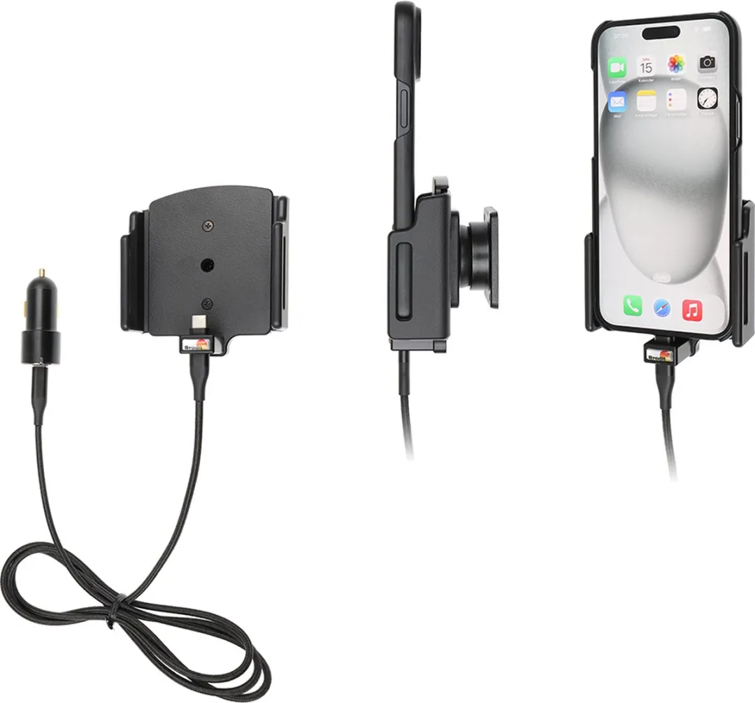 Brodit 721377 Actieve USB-Houder - iPhone 15 Plus/Pro Max - Zwart