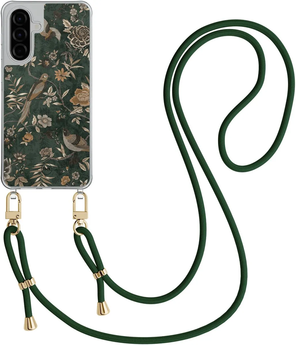 Casevibes Telefoonhoesje Samsung A36 CV/S/A36/C/010 - Khaki Golden Flowers - Groen Koord