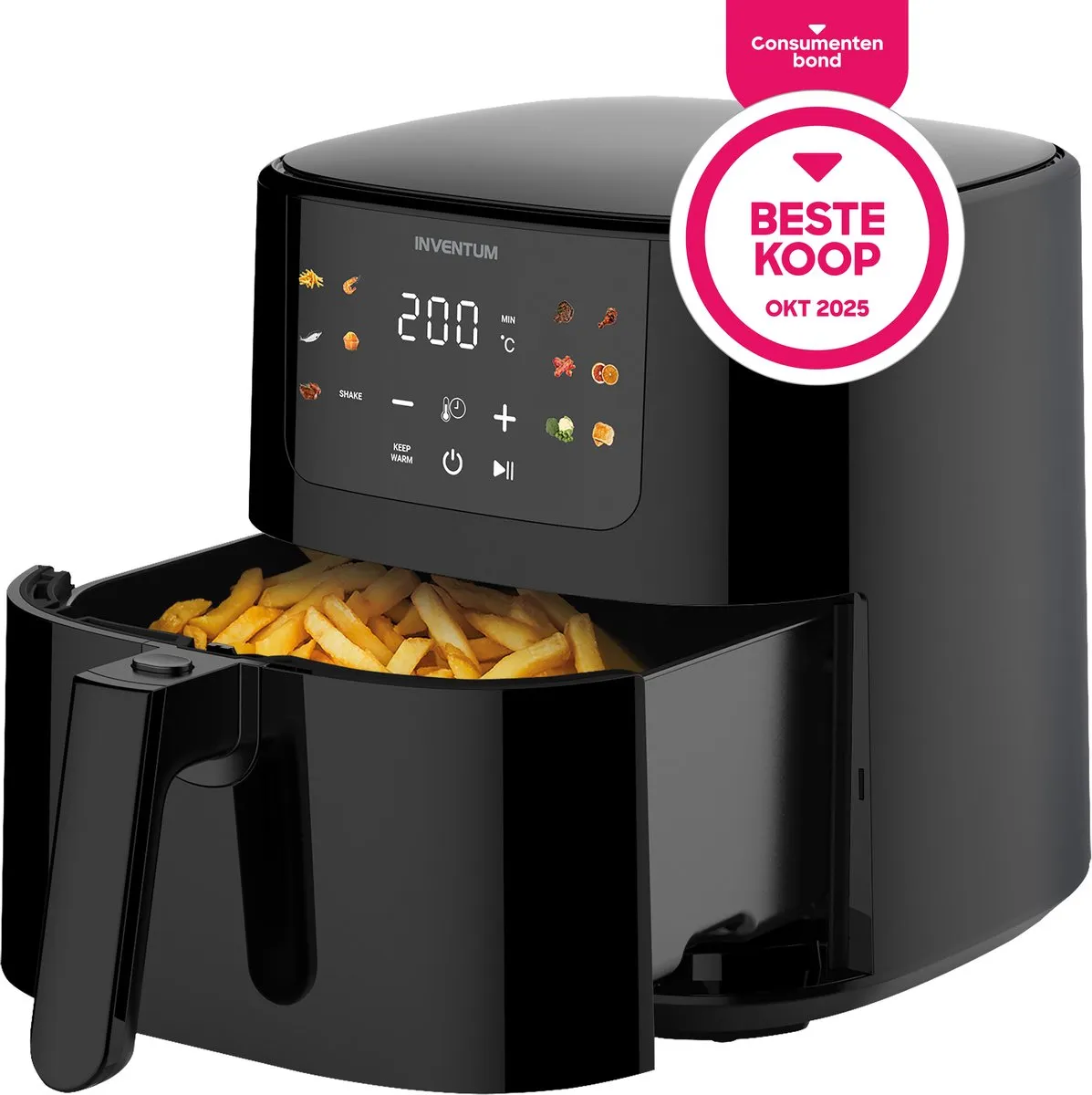 Inventum GF501HLDB - Airfryer - Hetelucht friteuse - 5 liter - 70 tot 200 graden - 1500 watt - Zwart - Beste Koop
