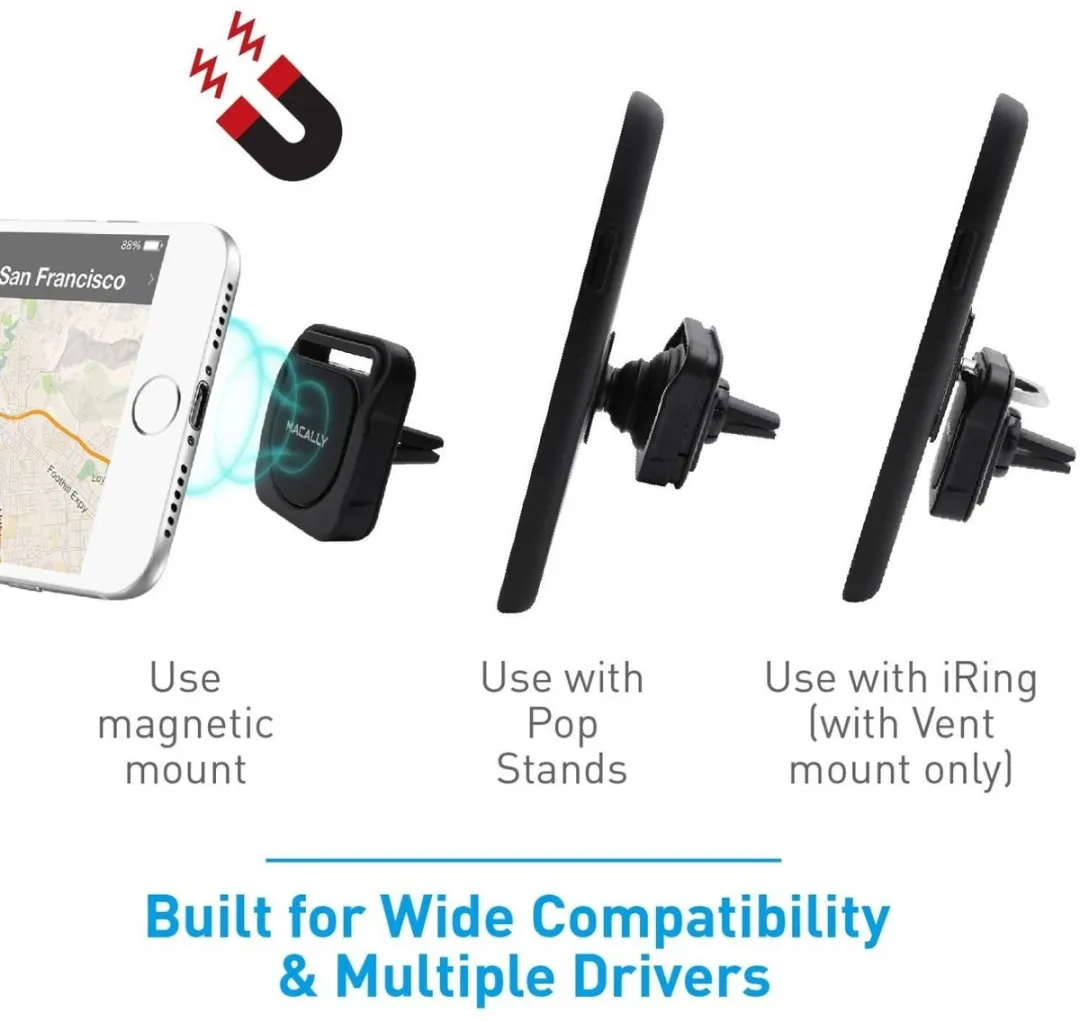 Macally MRINGPOPMAG Telefoonhouder Auto - Magnetisch - Zwart