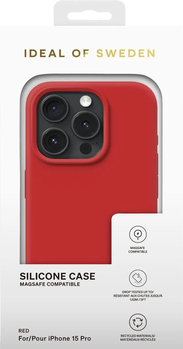 iDeal of Sweden iPhone 15 Pro Silicone Case MagSafe - Rood - afbeelding 6 van 6