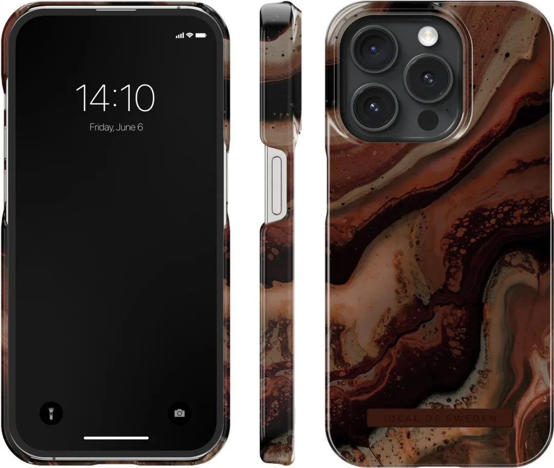 iDeal of Sweden Fashion Case MagSafe iPhone 15 Pro - Dark Amber Marble - afbeelding 3 van 6