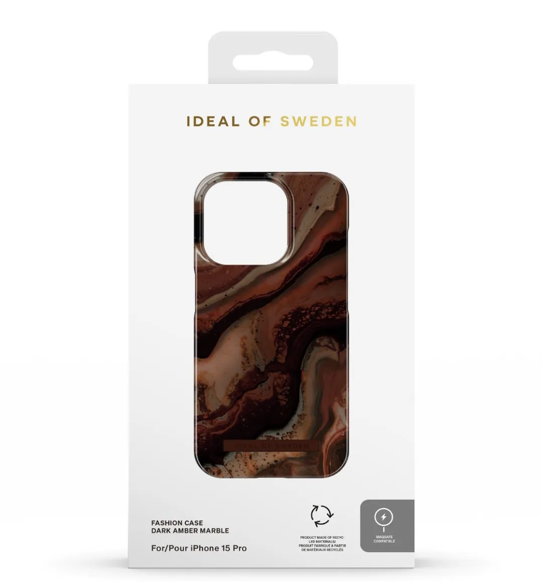 iDeal of Sweden Fashion Case MagSafe iPhone 15 Pro - Dark Amber Marble - afbeelding 5 van 6