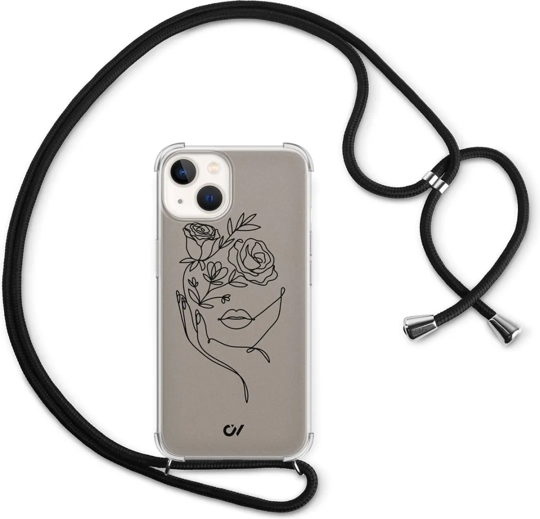 Casevibes Telefoonhoesje iPhone 13 Oneline Face Flower - Bruin
