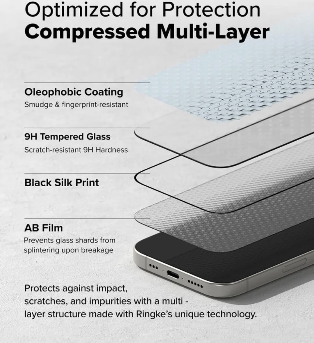 Ringke Easy Slide iPhone 16/15 Tempered Glass 9H - 2 Stuks
