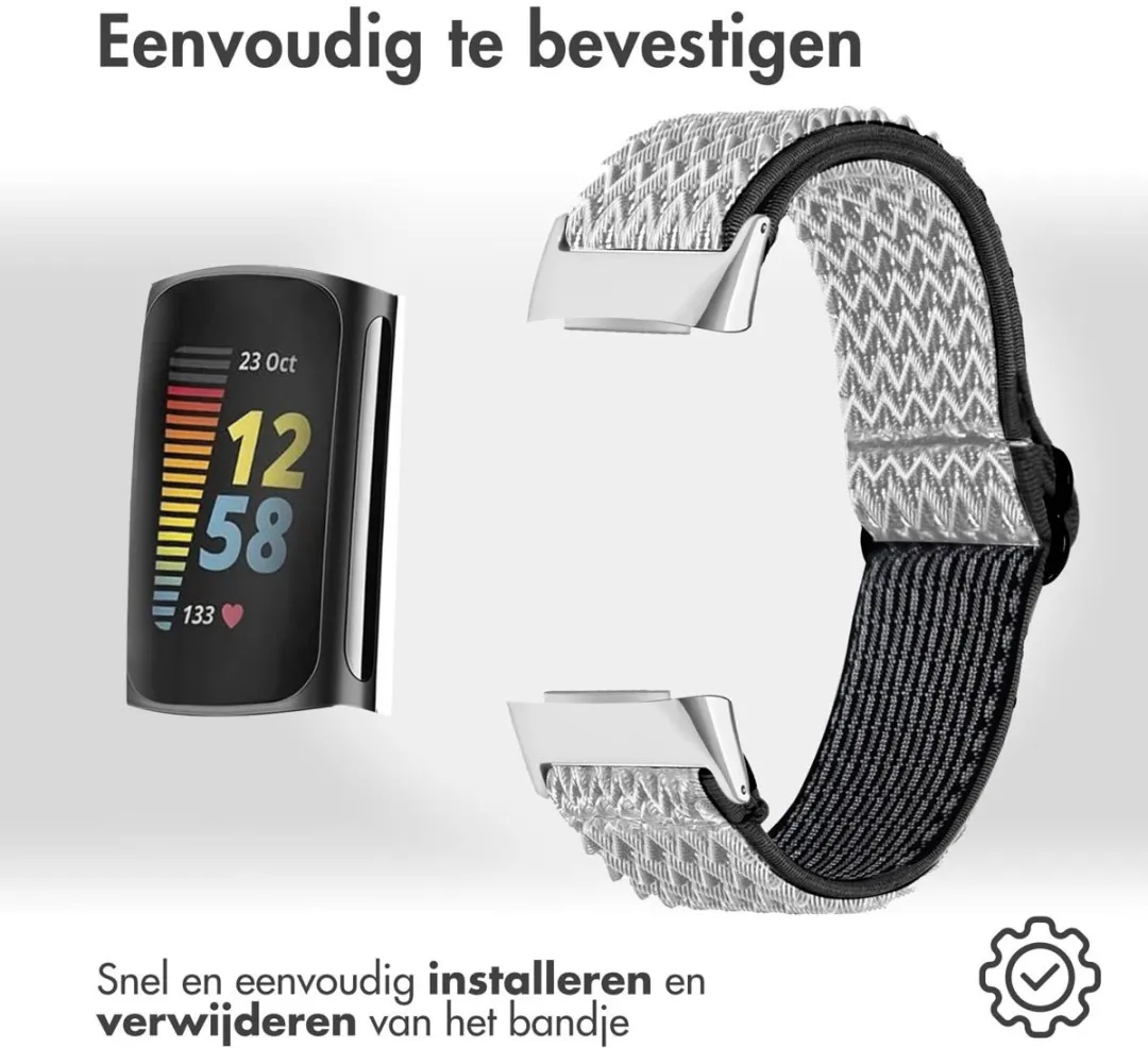 Imoshion Elastisch Nylon Bandje Fitbit Charge 5 - Wit