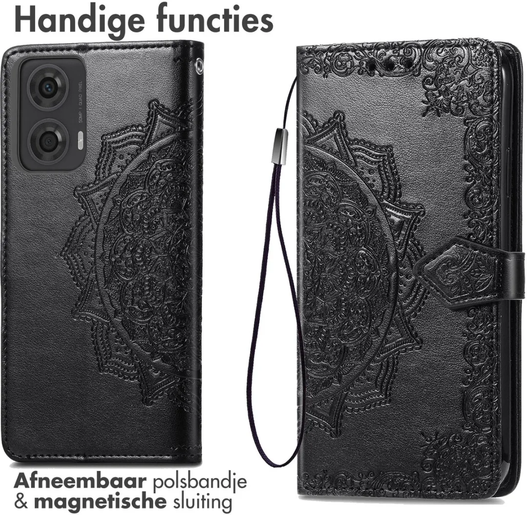 Imoshion Moto G04/G24 Mandala Bookcase Hoesje - 3 Stuks - Zwart