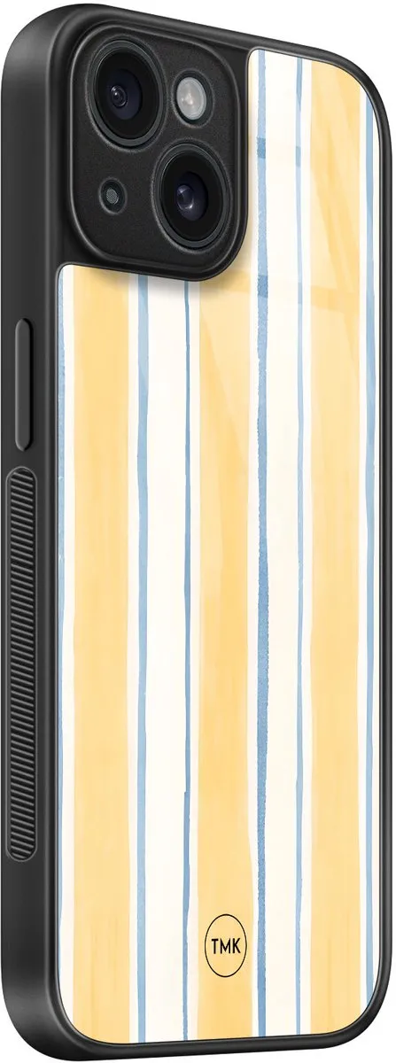 Casevibes iPhone 15 Hoesje Geel Gestreept - TPU