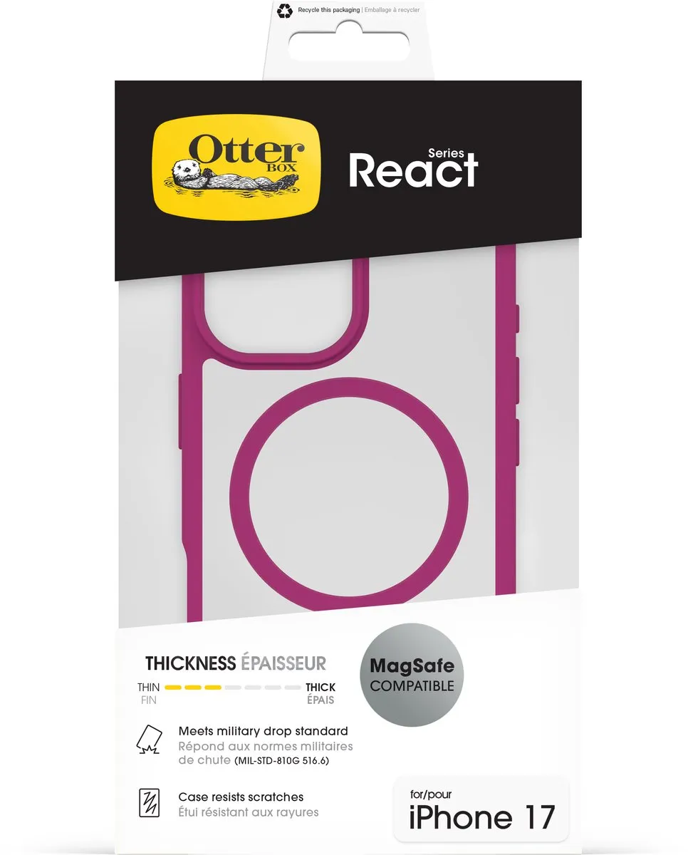 OtterBox React MagSafe iPhone 17 Hoesje - Roze/Transparant