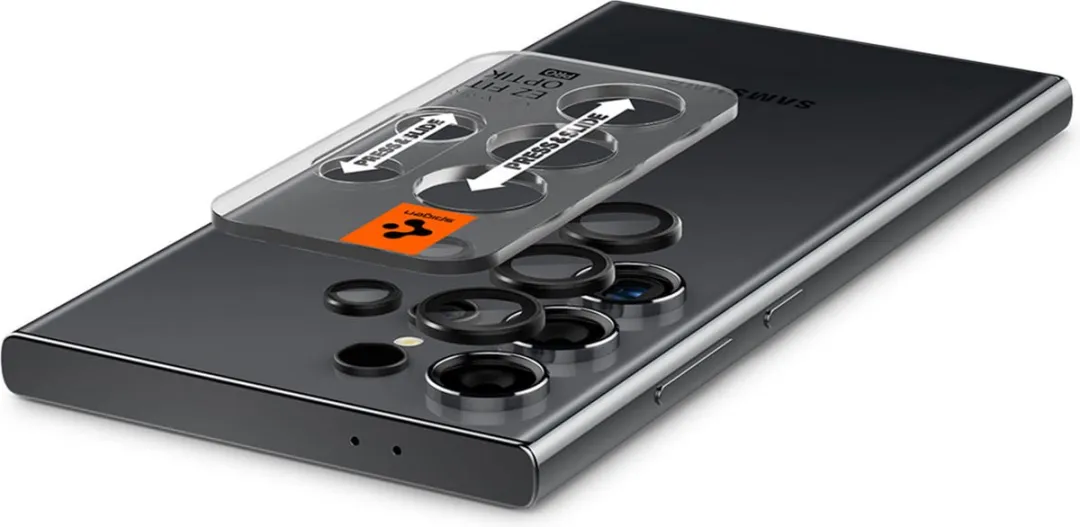 Spigen AGL07425 Camera Lens Protector - 9H Glas - Zwart 2 Stuks