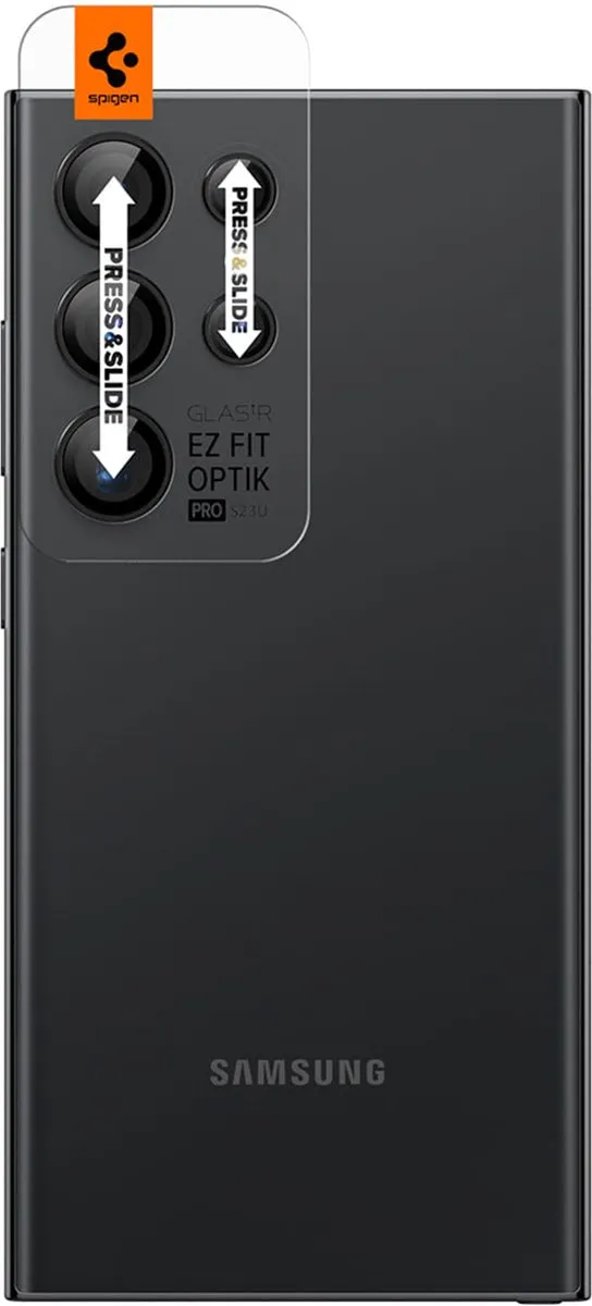 Spigen AGL07425 Camera Lens Protector - 9H Glas - Zwart 2 Stuks