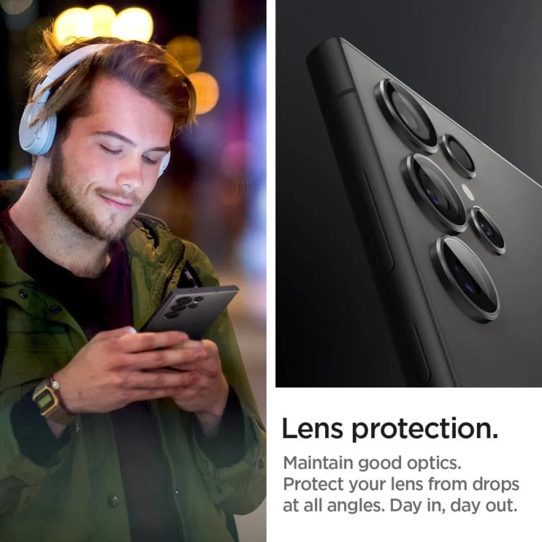 Spigen AGL07425 Camera Lens Protector - 9H Glas - Zwart 2 Stuks - afbeelding 6 van 6