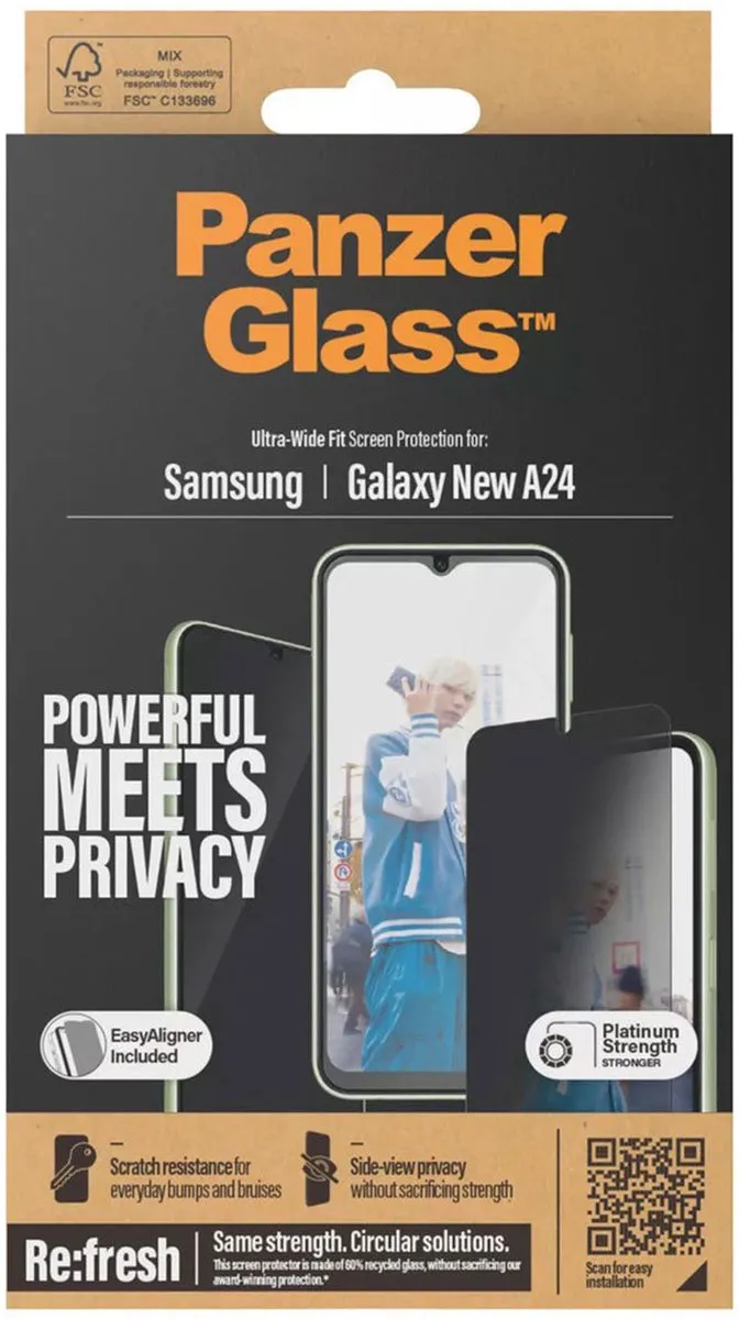 PanzerGlass Ultra Wide Fit Screenprotector Samsung Galaxy A25 Privacy