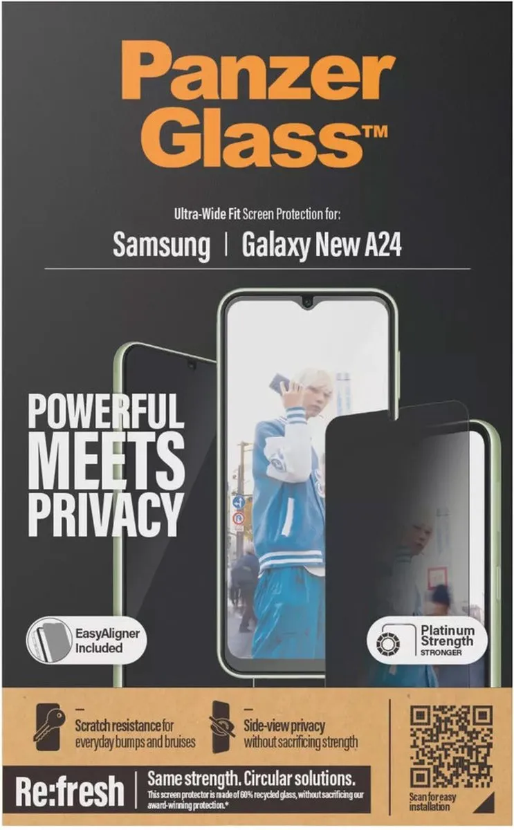 PanzerGlass Ultra Wide Fit Screenprotector Samsung Galaxy A25 Privacy - 1 Stuk