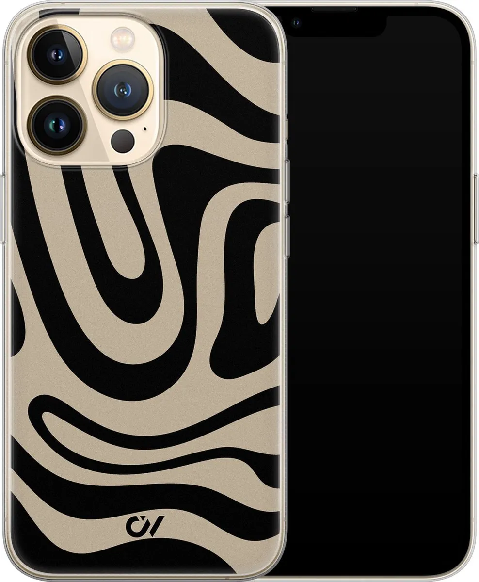 Casevibes iPhone 13 Pro Hoesje - Zwart - Abstract Black Waves