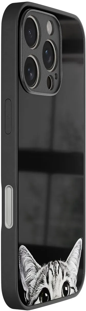 Casevibes iPhone 16 Pro Hoesje - Kat Kiekeboe - Zwart