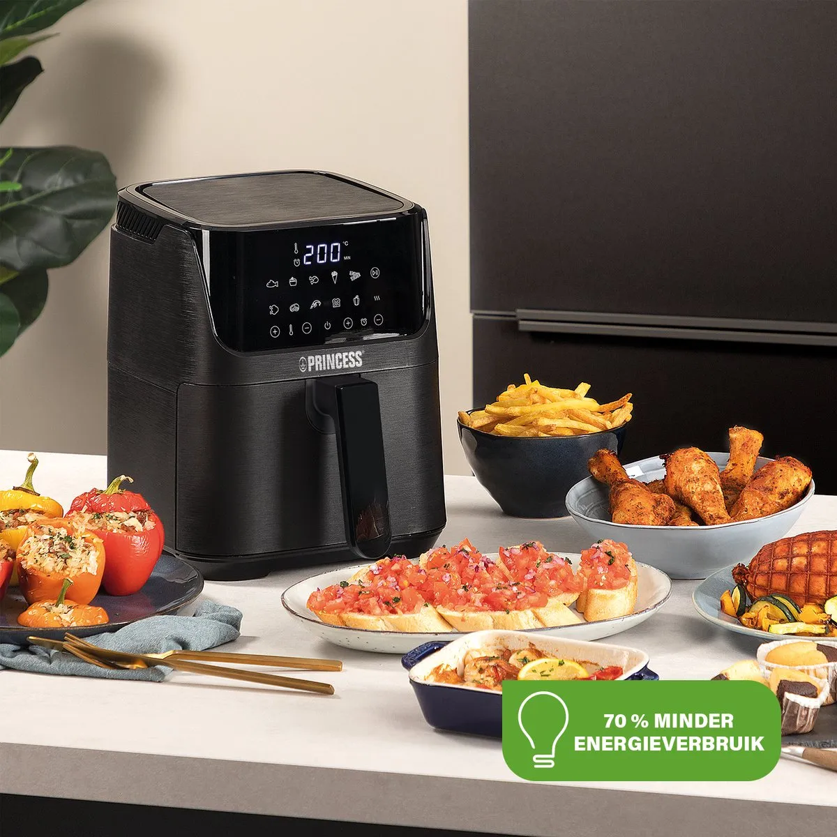 Princess Mini Airfryer 182031 - 1350W - 10 Programma's - Zwart - afbeelding 5 van 6
