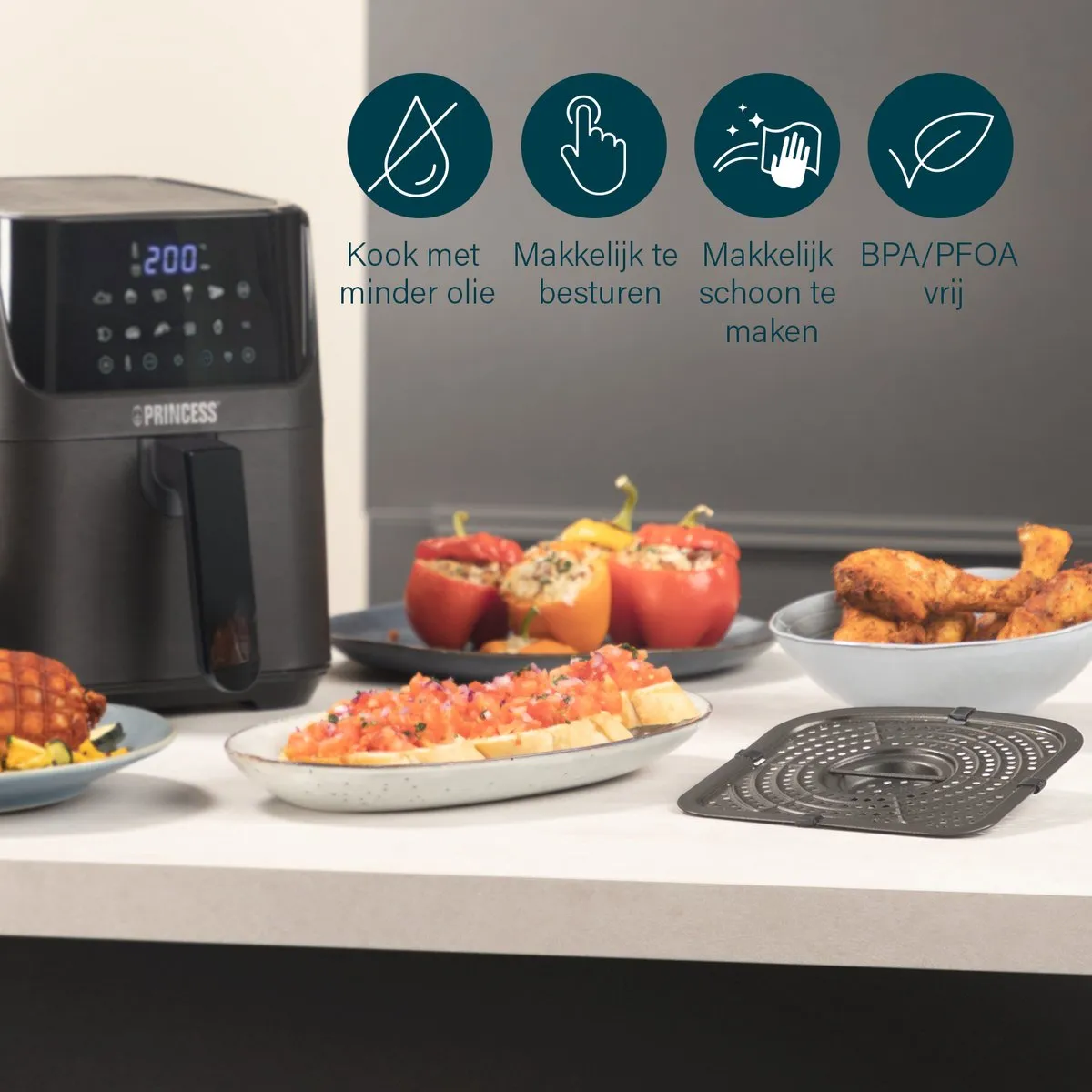 Princess Mini Airfryer 182031 - 1350W - 10 Programma's - Zwart - afbeelding 6 van 6