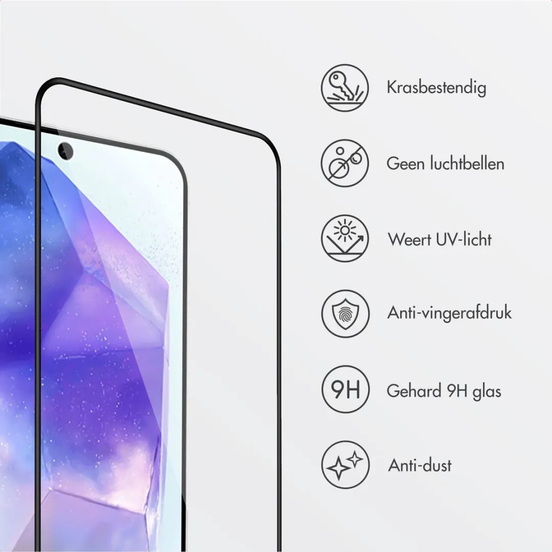 Accezz Screenprotector Samsung Galaxy A55 5G - Glas met anti-stof applicator