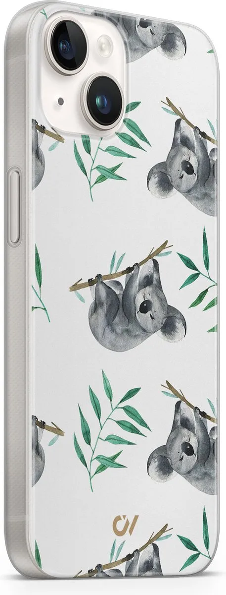 Casevibes Hoesje iPhone 14 Koala Print - Wit - A/14/UV/058