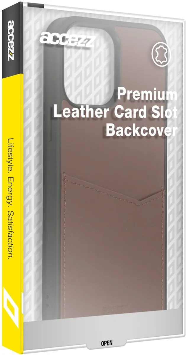 Accezz Hoesje iPhone 13 Pro Max - Bruin Leder - 1 Pasje