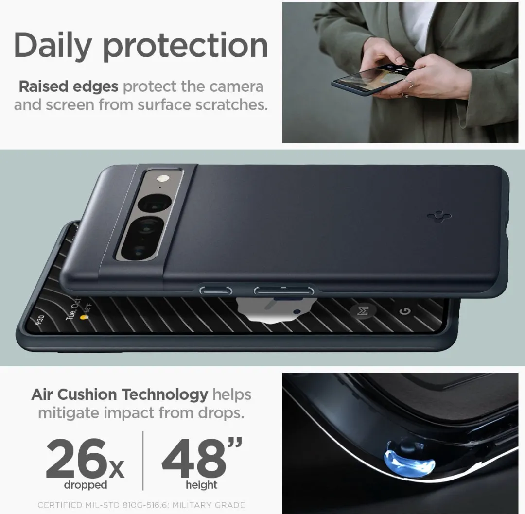 Spigen Thin Fit Google Pixel 7 Pro Hoesje - Grijs - afbeelding 6 van 6