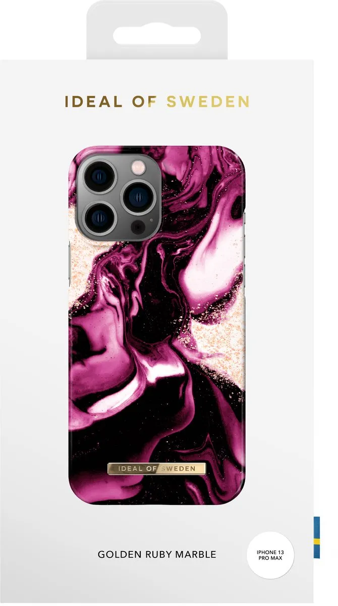 iDeal of Sweden iPhone 13 Pro Max Backcover - Golden Ruby Marble - afbeelding 6 van 6