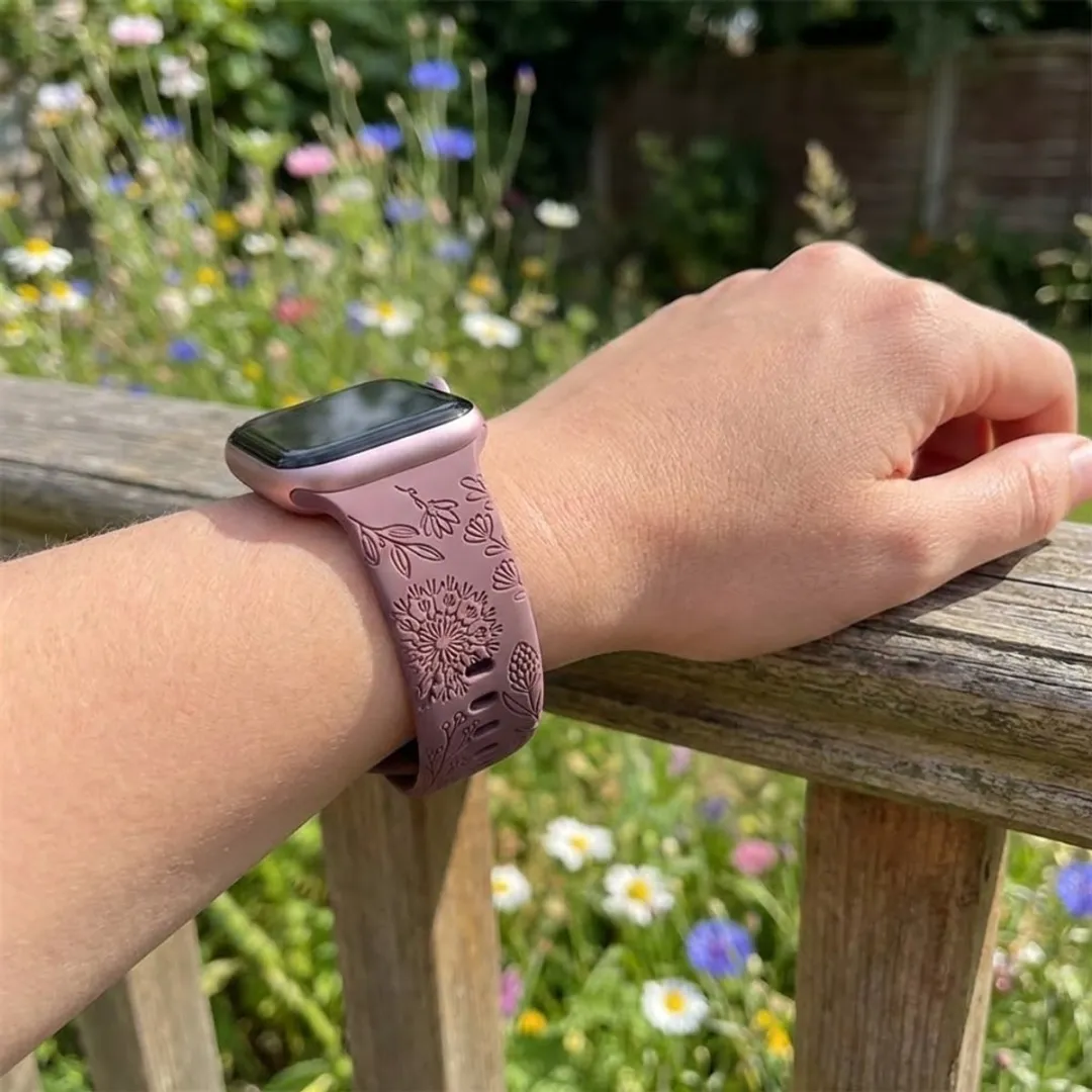 NUVEX Gegraveerd Rook Paars Horlogebandje Apple Watch - 42/44/45/46/49mm