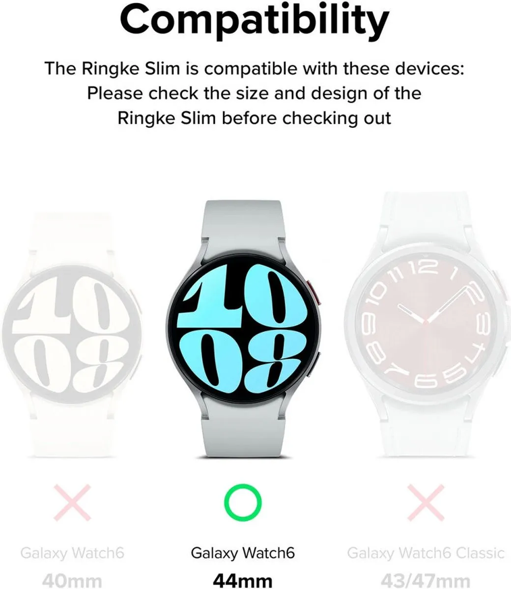Ringke Slim Hoesje Samsung Galaxy Watch 6 44mm - 2 Stuks - Transparant Zwart