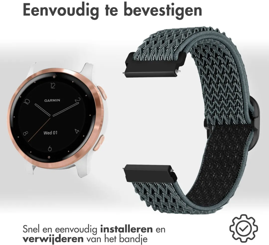 Imoshion Elastisch Nylonbandje 18mm - Smartwatch - Grijs
