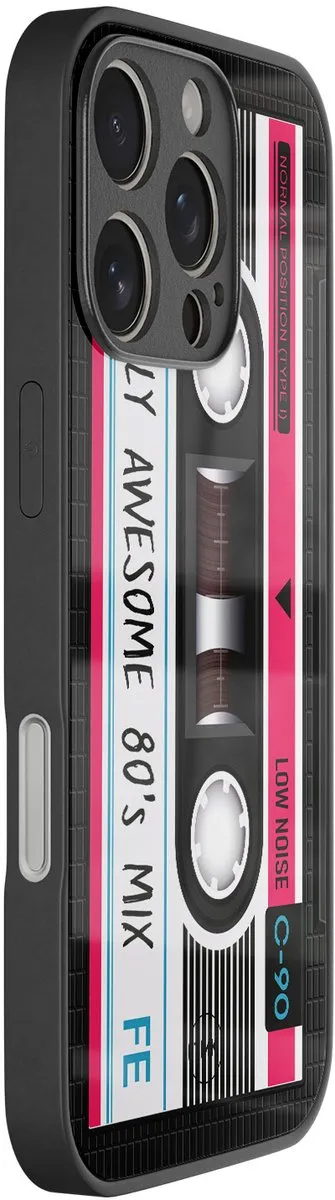 Casevibes iPhone 16 Pro Hoesje - Zwart - Cassette - TPU Glossy
