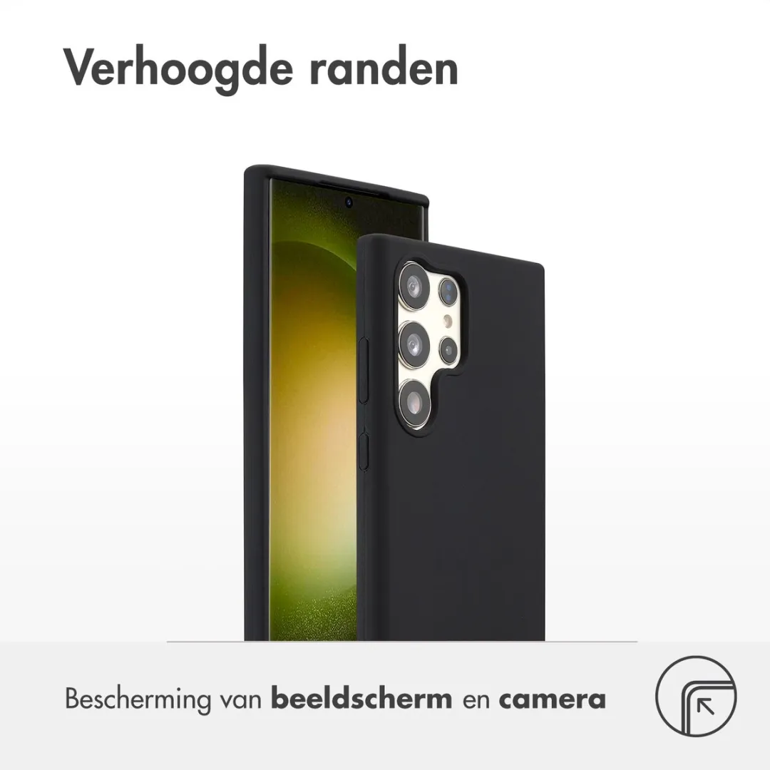 Accezz Hoesje - Geschikt voor Samsung Galaxy S23 Ultra - Liquid Silicone Backcover - Zwart