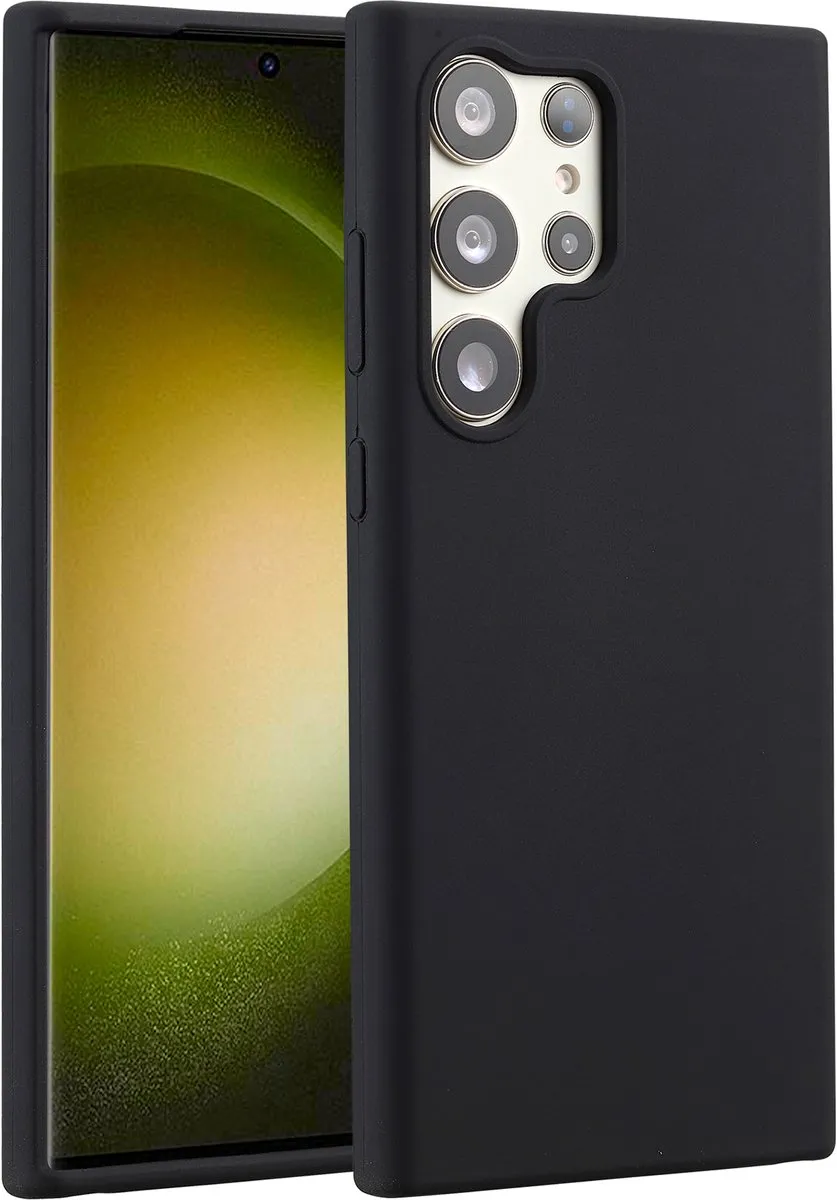 Accezz Hoesje - Geschikt voor Samsung Galaxy S23 Ultra - Liquid Silicone Backcover - Zwart