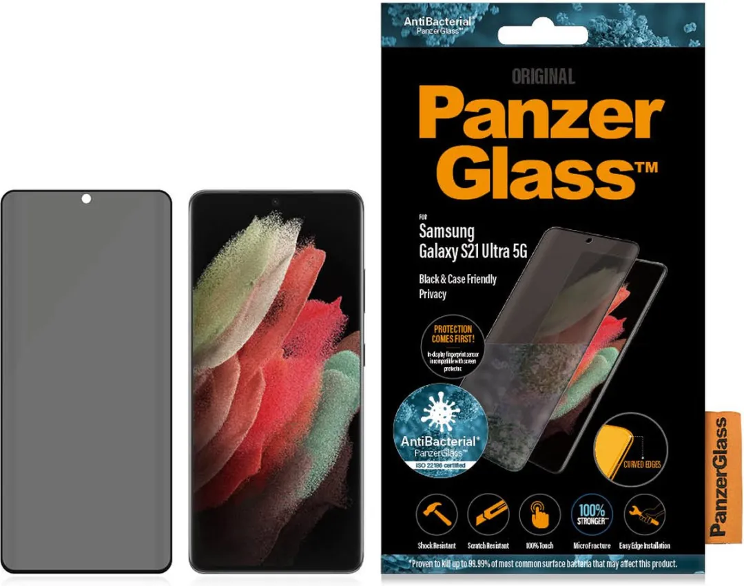 PanzerGlass PZ-P7265PZ-7258 Privacy Screenprotector - Samsung Galaxy S21 Ultra - Zwart