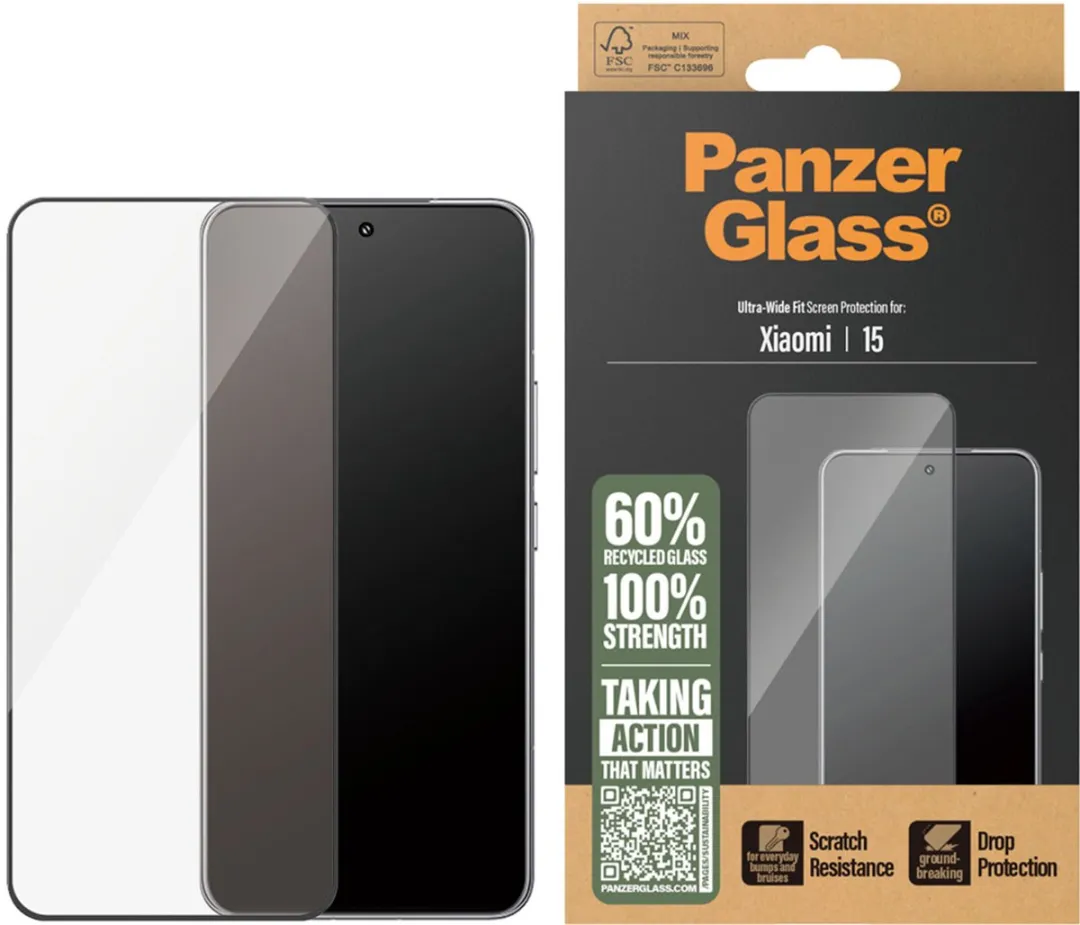 PanzerGlass Ultra-Wide Fit Screenprotector Xiaomi 15 - Antibacterieel