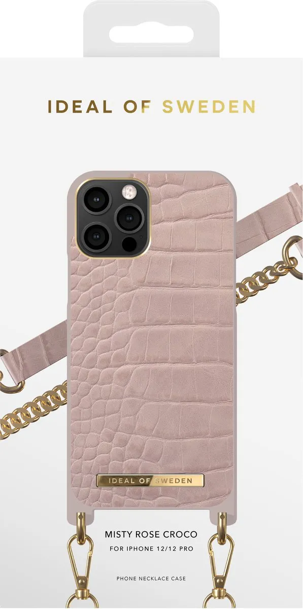 iDeal of Sweden Phone Necklace Case iPhone 12/12 Pro Misty Rose Croco