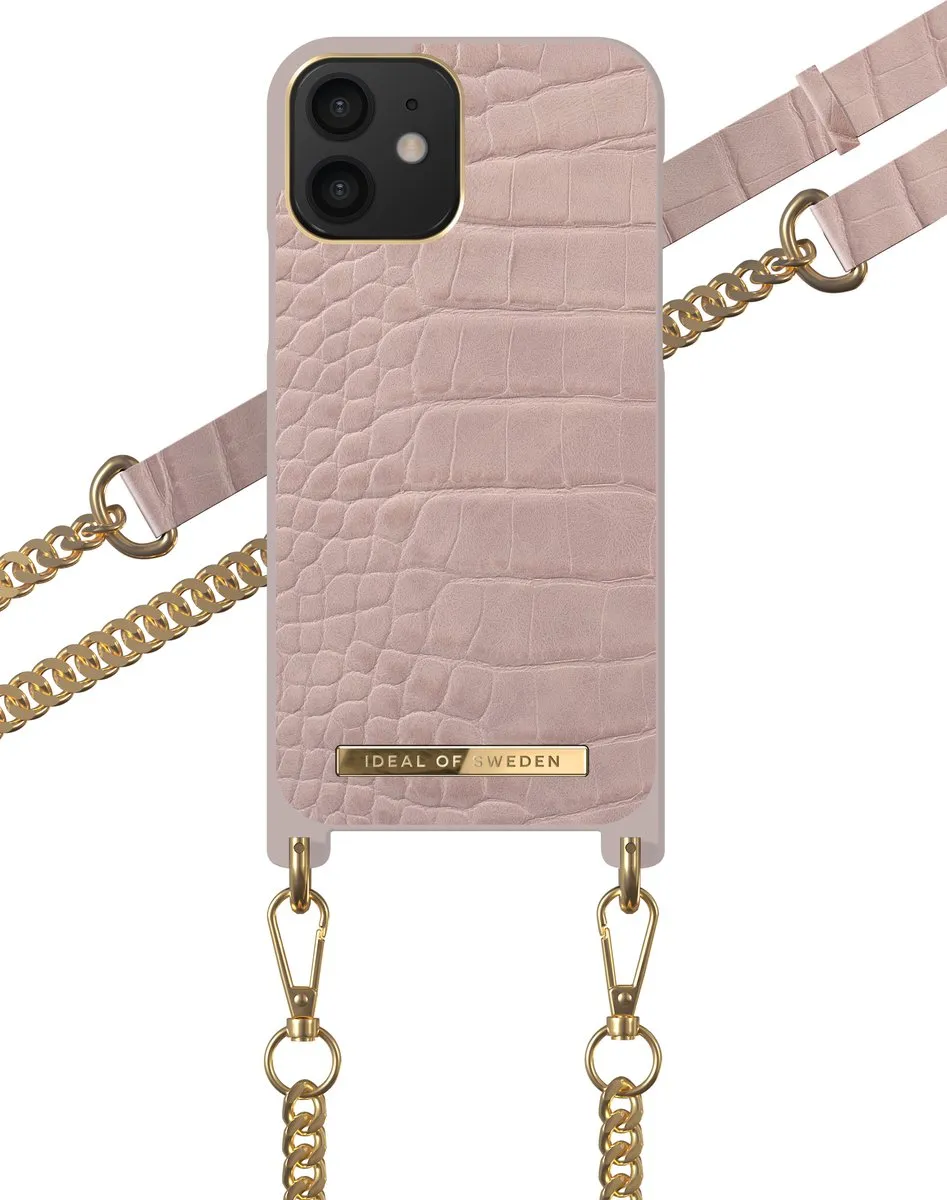 iDeal of Sweden Phone Necklace Case iPhone 12/12 Pro Misty Rose Croco