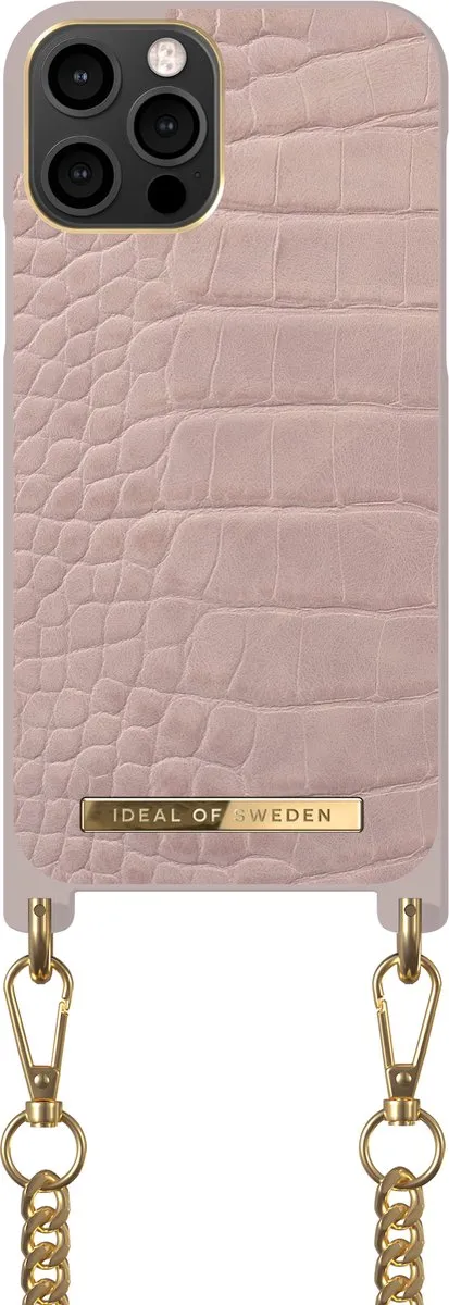 iDeal of Sweden Phone Necklace Case iPhone 12/12 Pro Misty Rose Croco