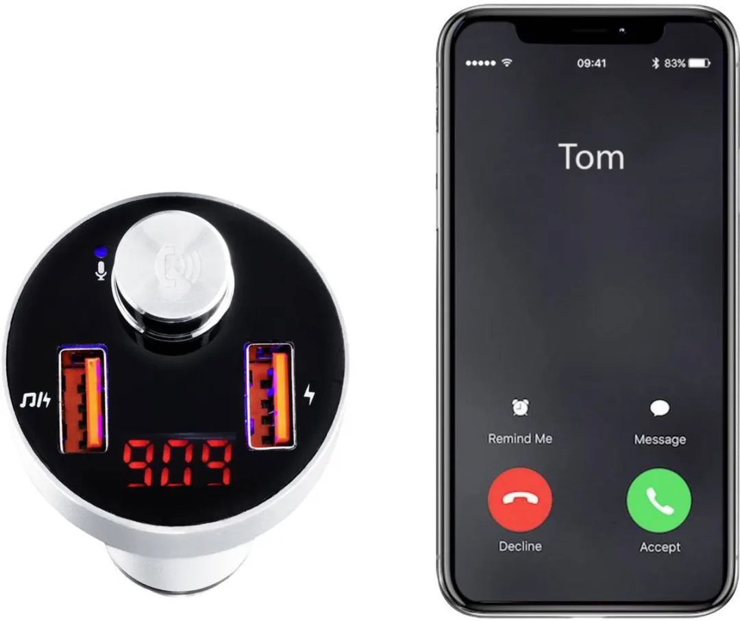 Renkforce RF-CAR-100 FM-Transmitter - Bluetooth Handsfree - MP3-speler - Aluminium-zilver