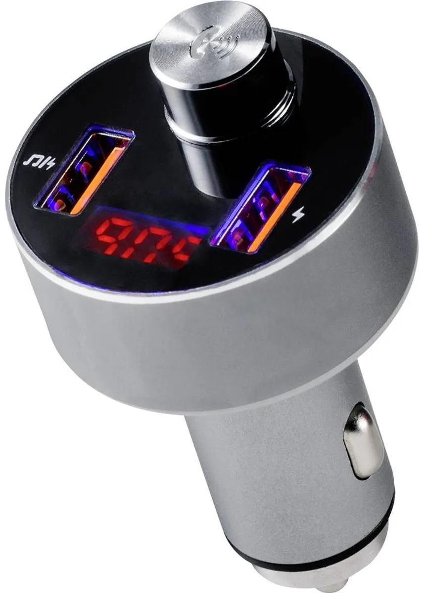 Renkforce RF-CAR-100 FM-Transmitter - Bluetooth Handsfree - MP3-speler - Aluminium-zilver
