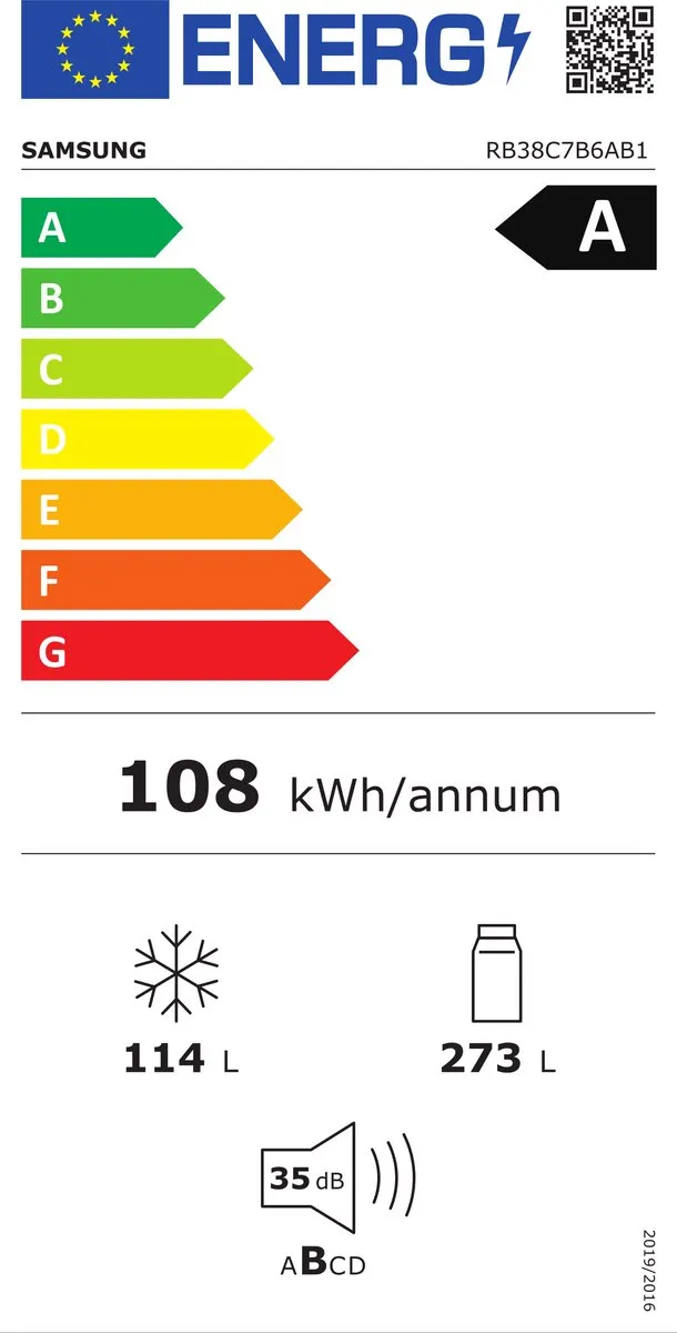 Samsung RB38C7B6AB1 Koel-Vriescombinatie - 387L - Zwart