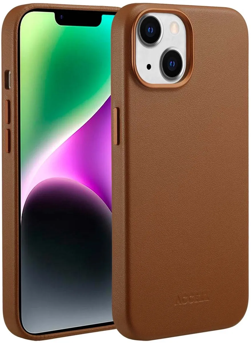 Accezz iPhone 14 Hoesje MagSafe - Sienna Brown - 2 Pasjes